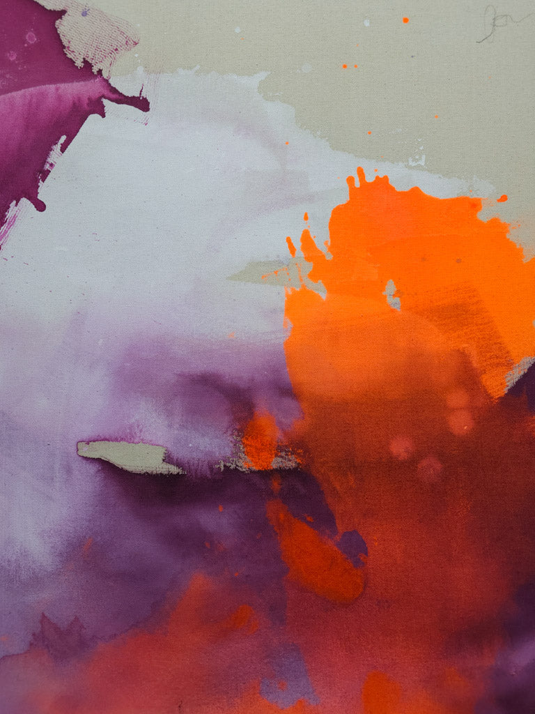 Detail mixed media auf roher Leinwand von Studio Froilein Juno