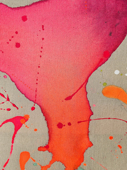 Großformatiges Kunstwerk von Froilein Juno mit Mixed Media Technik in farbenfroher Komposition