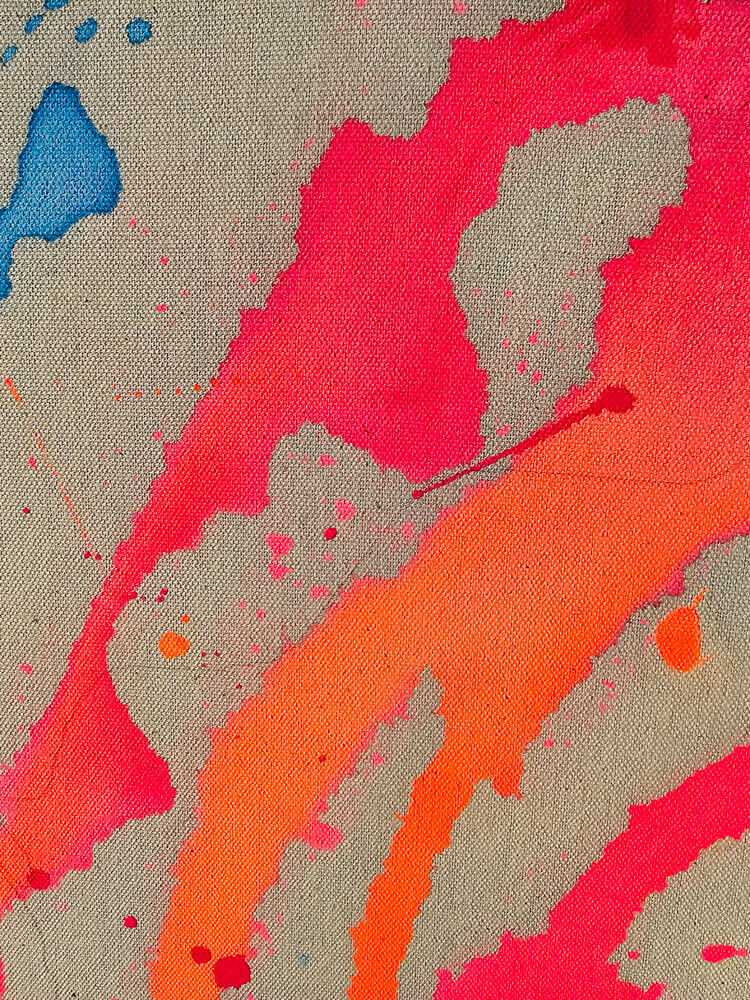 Leuchtend pinke und orange Farbflächen im Detail – abstraktes Kunstwerk Gelassenheit No.1 von Froilein Juno