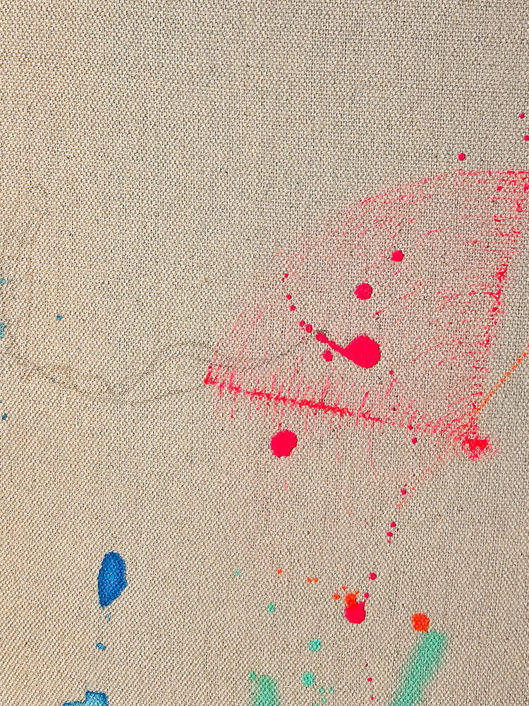 Mixed Media Struktur in Pink und Orange – Nahaufnahme des Originalwerks Gelassenheit von Froilein Juno