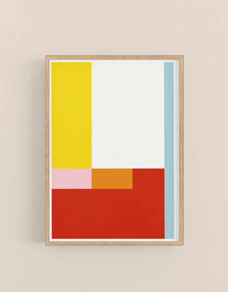Mia no.2 Kunstdruck - Geometrische abstrakte Wandkunst - Sommerliche Stimmung - Weiche Farben und verspieltes Design - Heimdekoration
