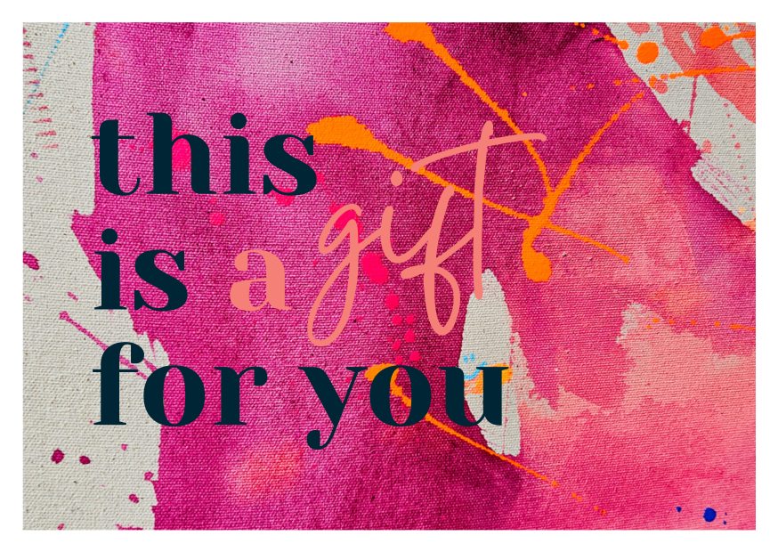 Bunte Geschenk-Gutschein-Karte mit dem Text "this is a gift for you".