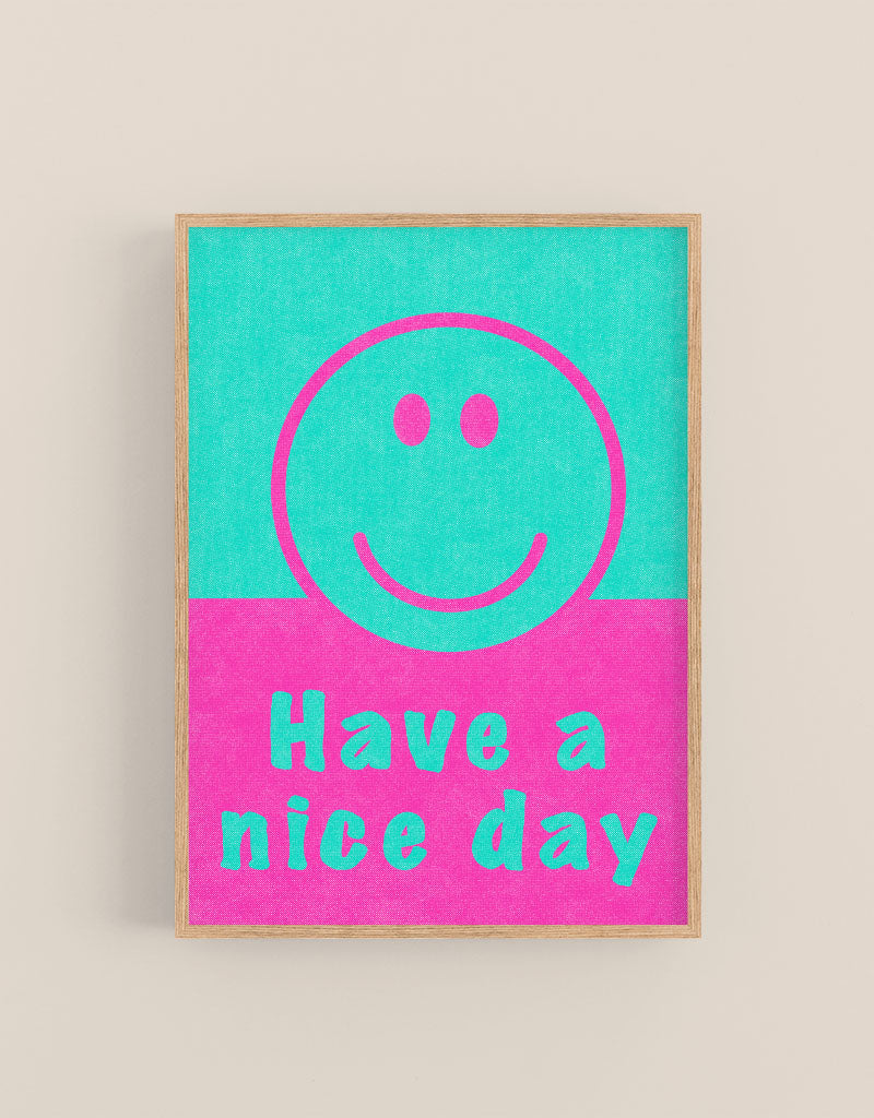 Riso no.1 Art Print - Colorful Smiley Face Wall Art - Retro Risograph Inspired Design - Cheerful Home Decor, Hahnemühle museum quality paper