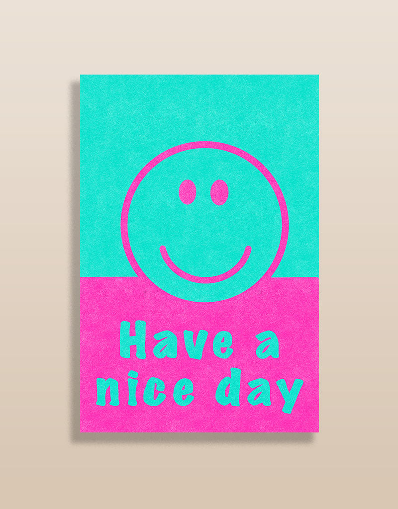 Riso no.1 Art Print - Colorful Smiley Face Wall Art - Retro Risograph Inspired Design - Cheerful Home Decor, Hahnemühle museum quality paper