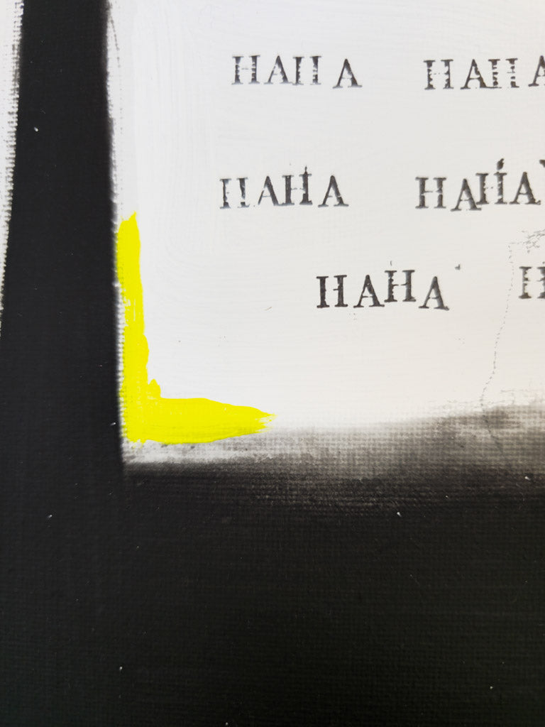 "Laugh out loud"; Original mixed media Kunstwerk auf Leinwand