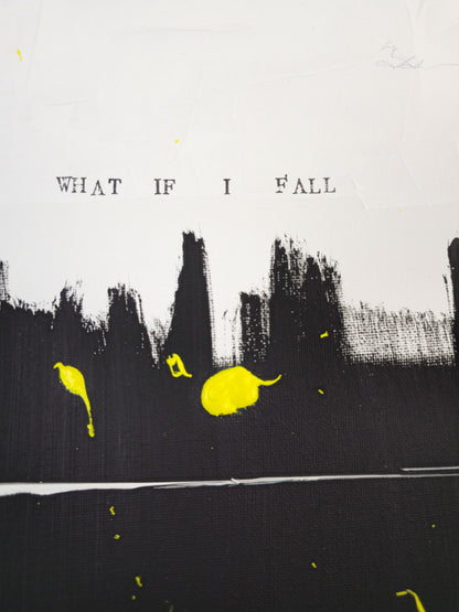 "What if I fall"; Original mixed media Kunstwerk auf Leinwand