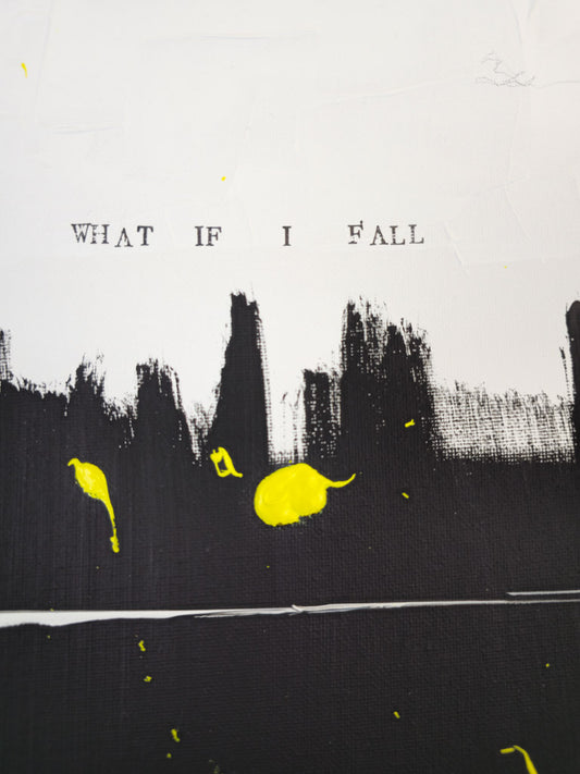 “What if I fall”; Original mixed media abstract art