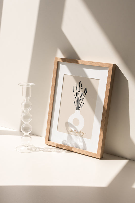 Schlichter Kunstdruck mit Pflanzenmotiv in Beige und neutralen Farben im Boho Look von Studio Froilein Juno